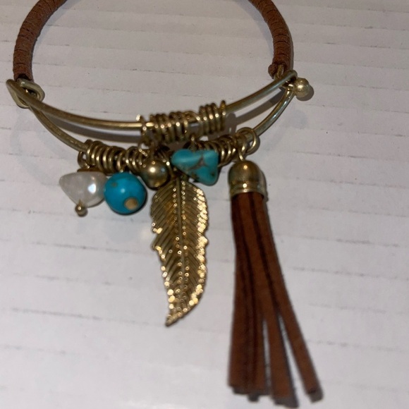 Brown & turquoise charm Bracelet - Picture 4 of 6